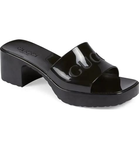 gucci rubber slide sandal heel|gucci rubber platform slide sandals.